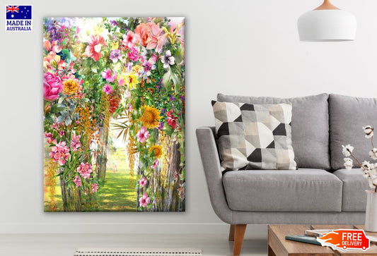 Colorful Floral Garden Watercolor Painting Print 100% Australian Made