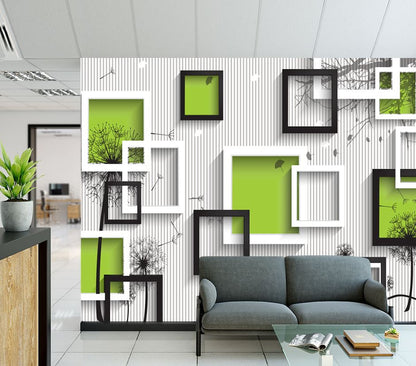 Wallpaper Murals Peel and Stick Removable Dandelion Flowers & Square Design High Quality