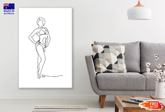 Women Pose B&W Line Art Design Print 100% Australian Made