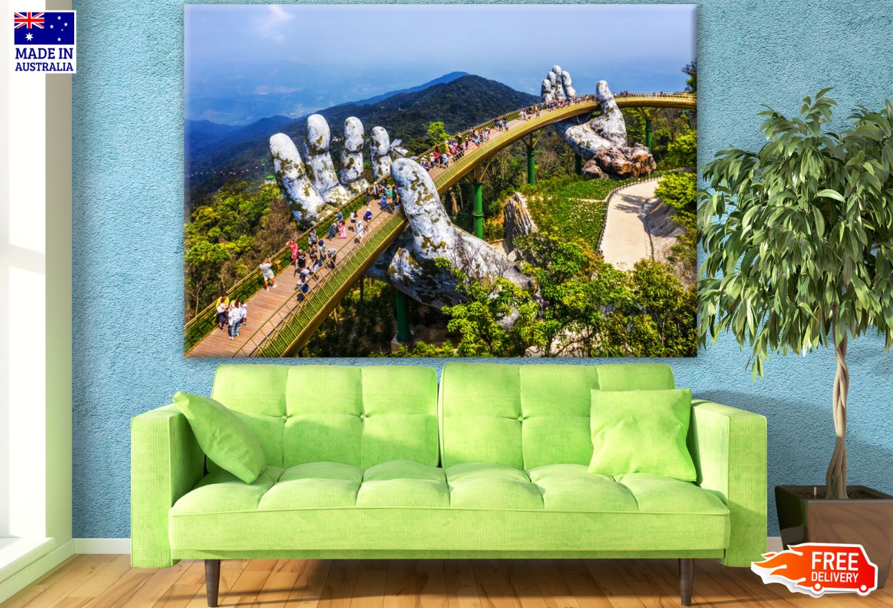 Bridge on Concrete Hands Photograph Print 100% Australian Made