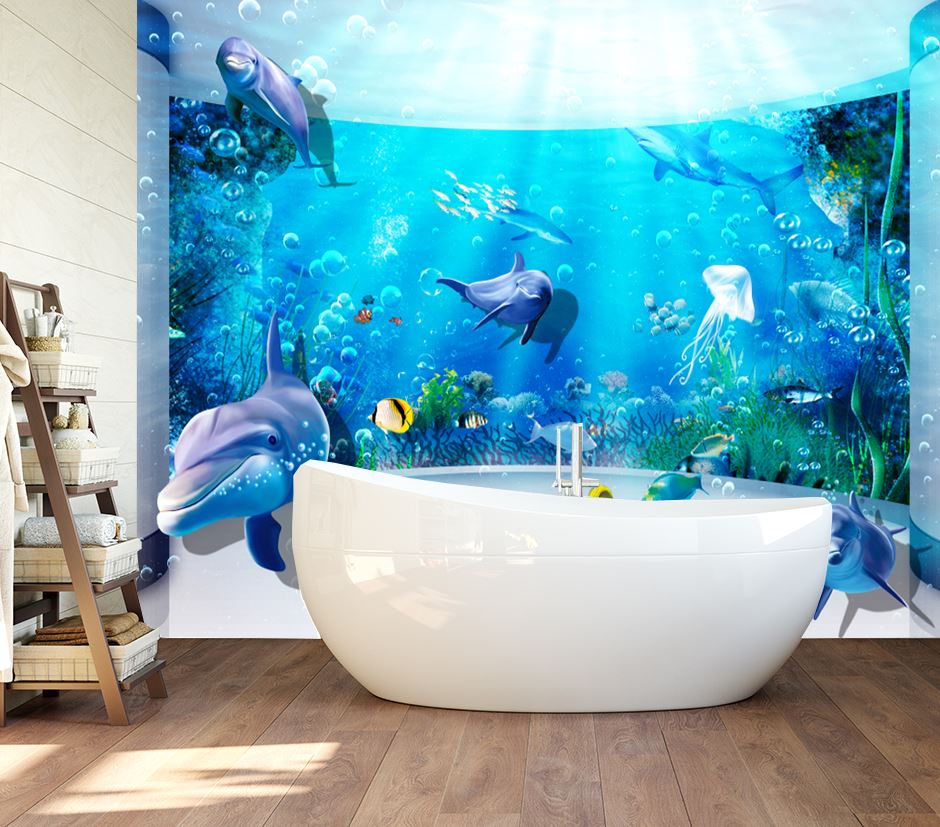 Wallpaper Murals Peel and Stick Removable Underwater Fish Swimming View High Quality