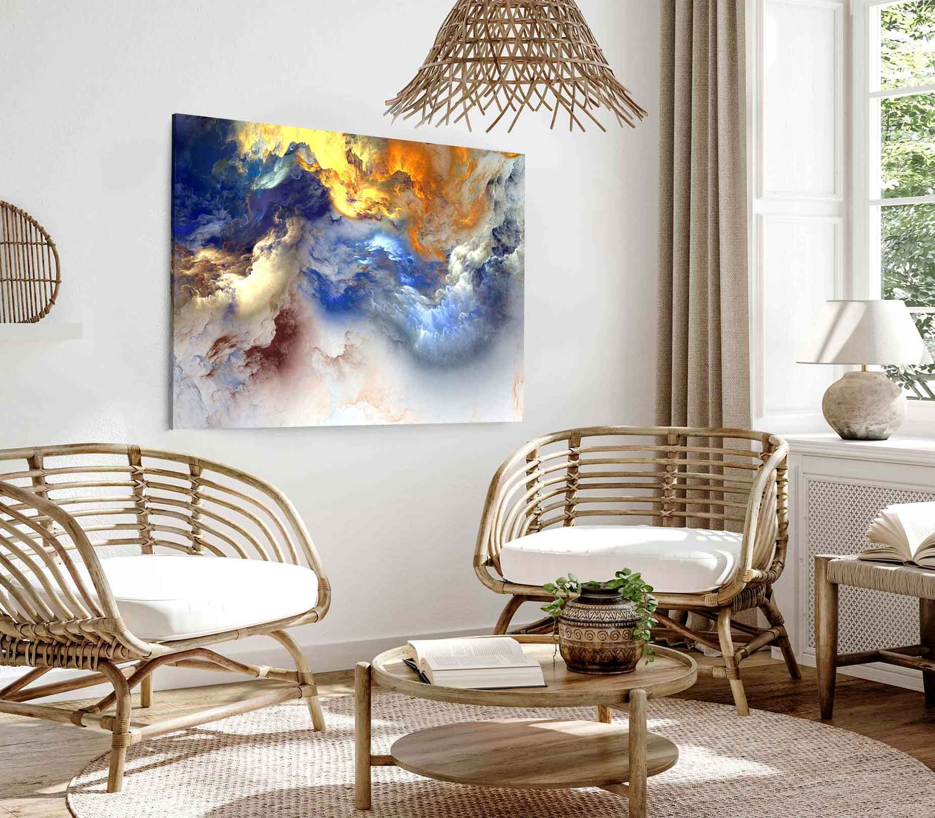 Bella Home Cloud Colorful Abstract Print Canvas Ready to hang