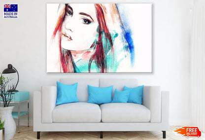 Fashion Woman & Colorful Hair Watercolor Painting Print 100% Australian Made