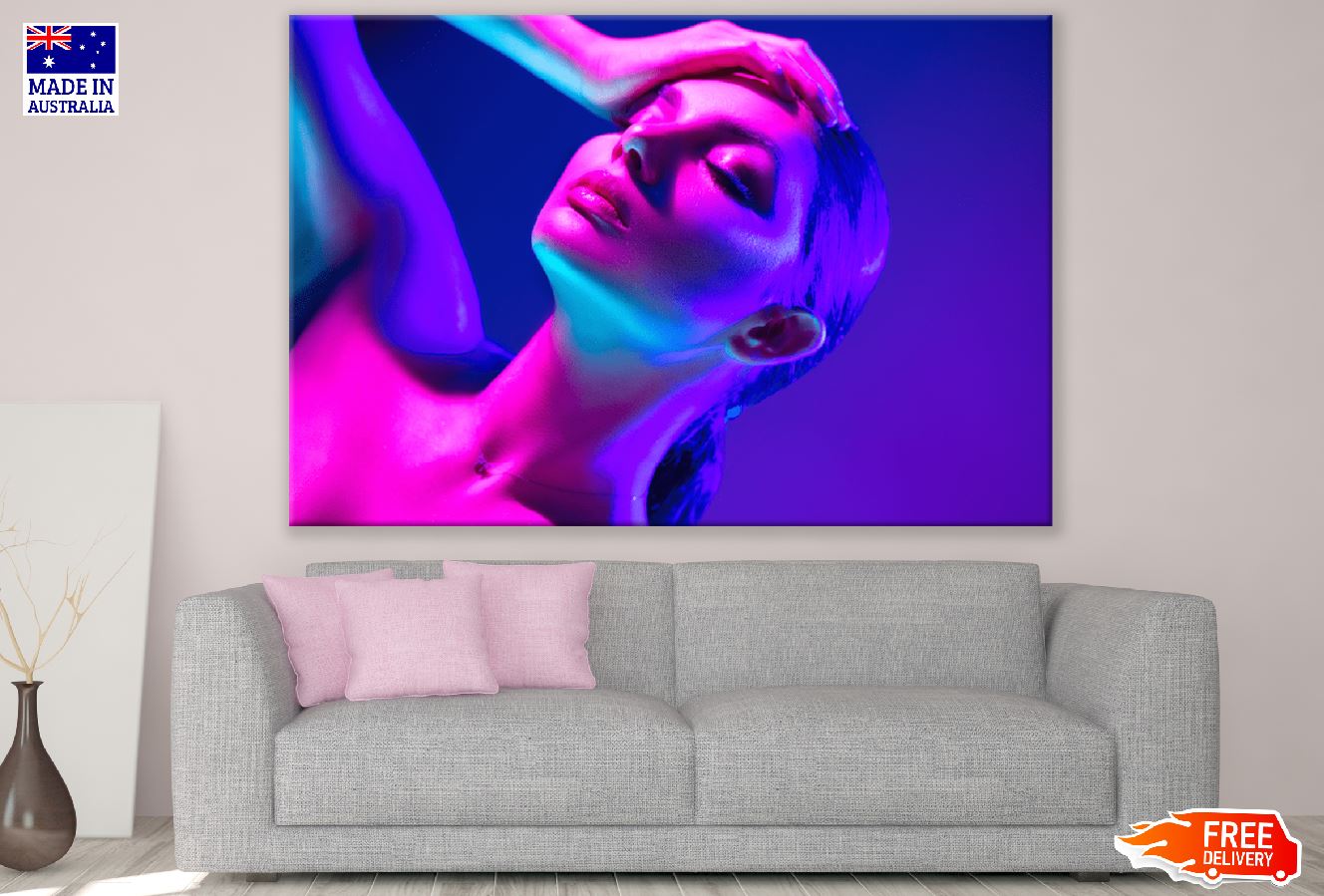 Fashion Woman in Bright Neon Lights Photograph Print 100% Australian Made