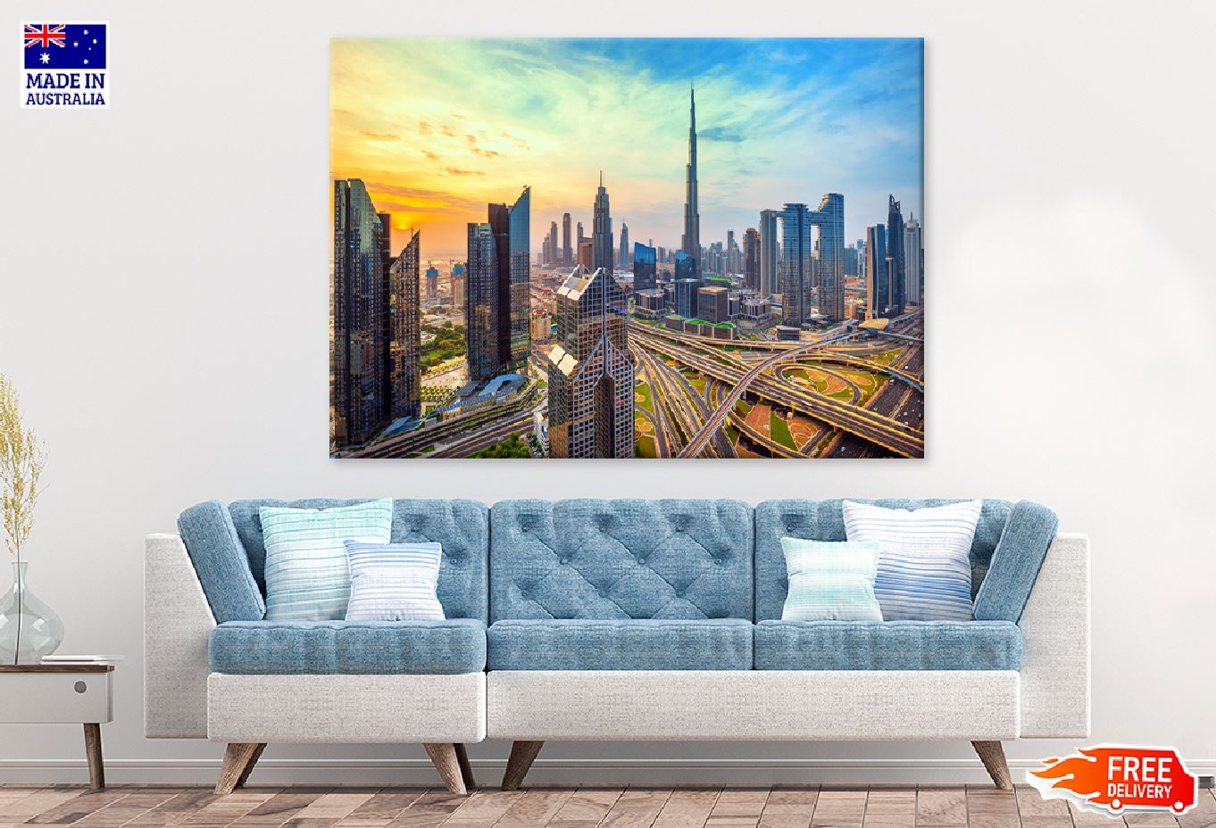 Dubai City Skyline Sunset View Photograph Print 100% Australian Made