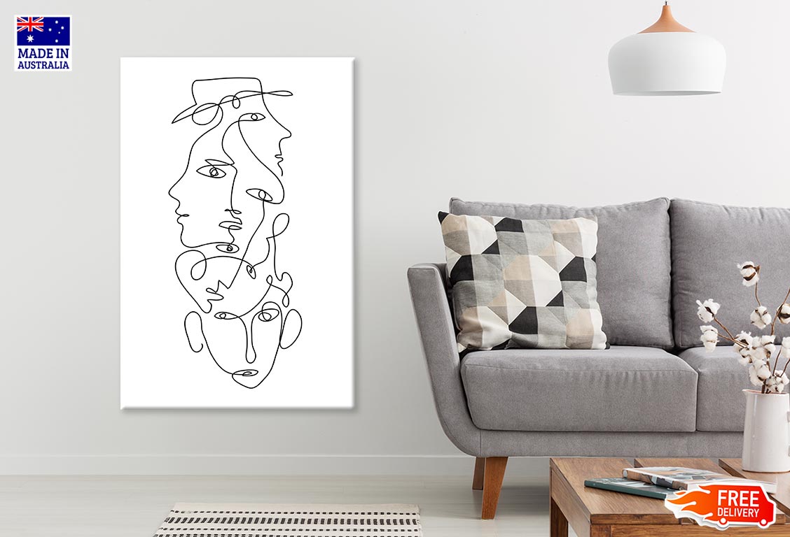 Human Faces Line Art Design Print 100% Australian Made