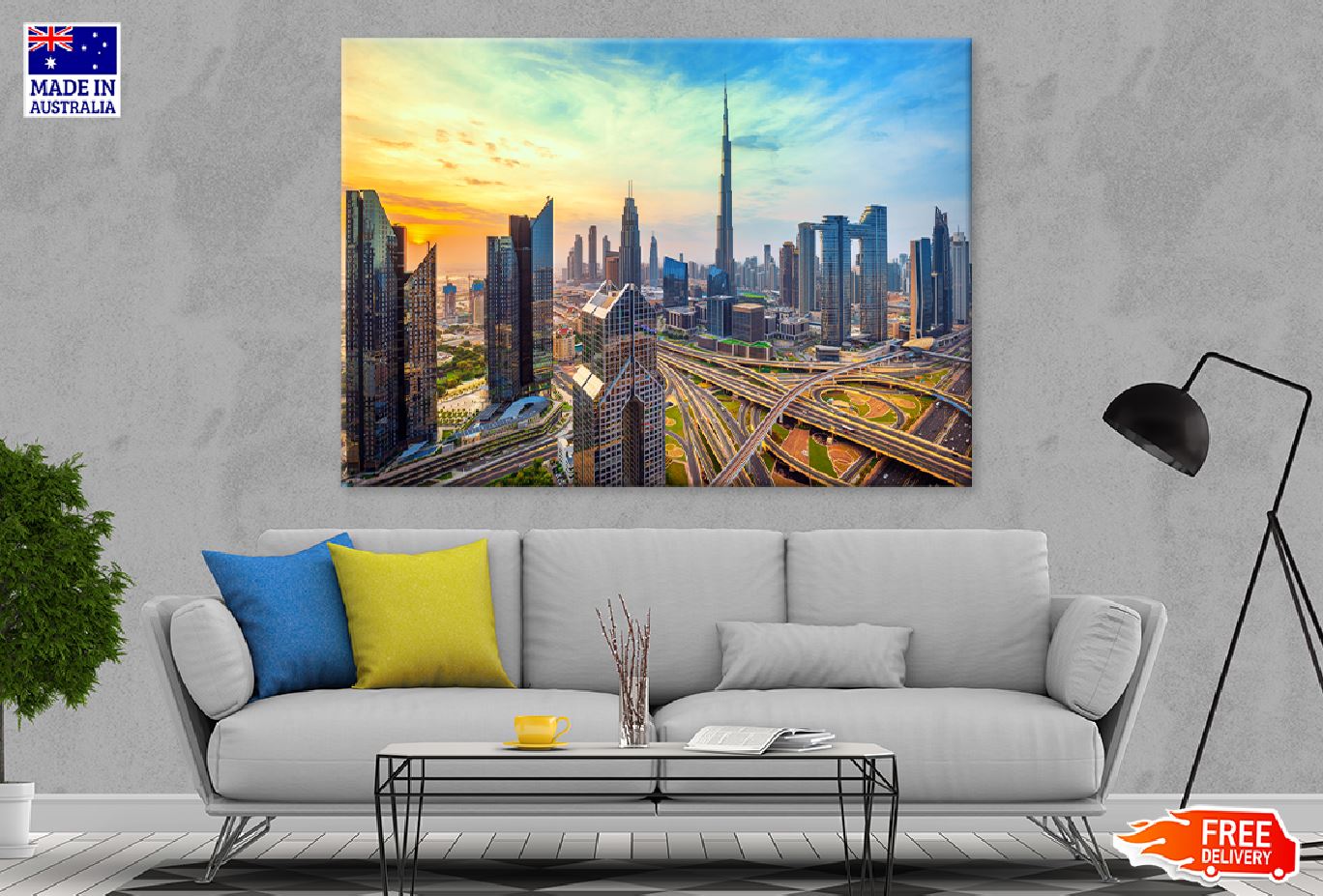 Dubai City Skyline Sunset View Photograph Print 100% Australian Made