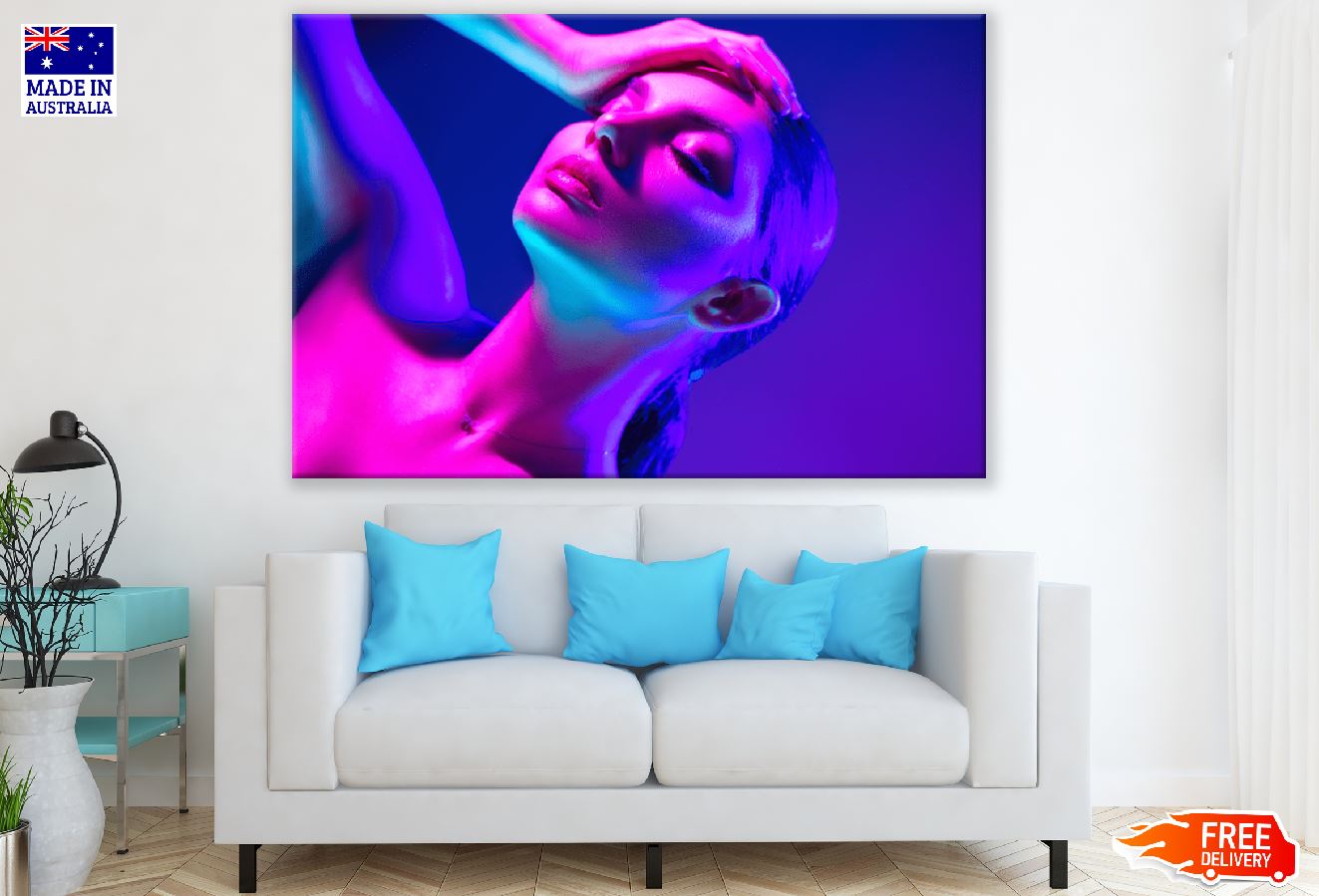 Fashion Woman in Bright Neon Lights Photograph Print 100% Australian Made