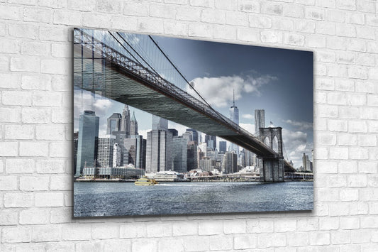 Brooklyn Bridge & City Print Tempered Glass Wall Art 100% Made in Australia Ready to Hang