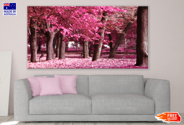 Pink leafy Trees In Forest Print 100% Australian Made