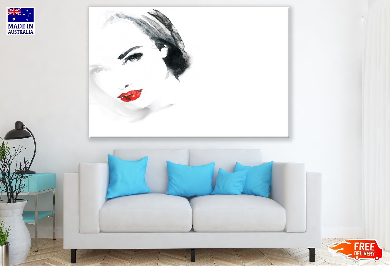 Makeup Woman Abstract Watercolor Painting Print 100% Australian Made