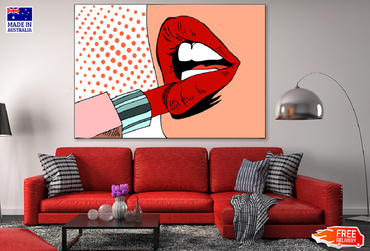Girl Wearing Lipstick & Lips Closeup Illustration Print 100% Australian Made