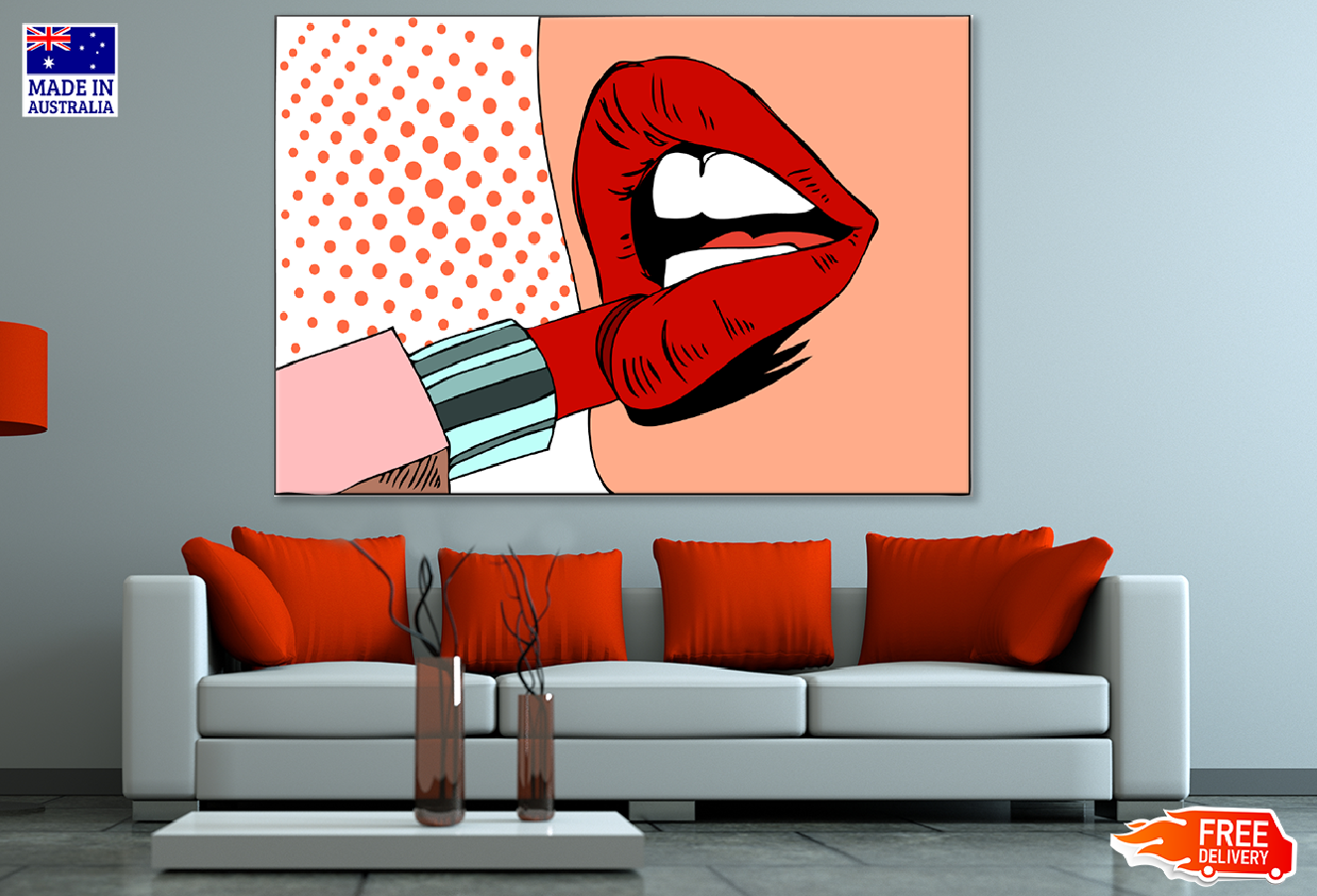 Girl Wearing Lipstick & Lips Closeup Illustration Print 100% Australian Made