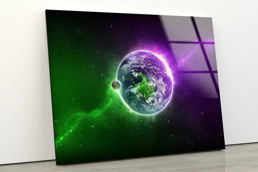 Earth Pink & Green Abstract Design Acrylic Glass Print Tempered Glass Wall Art 100% Made in Australia Ready to Hang