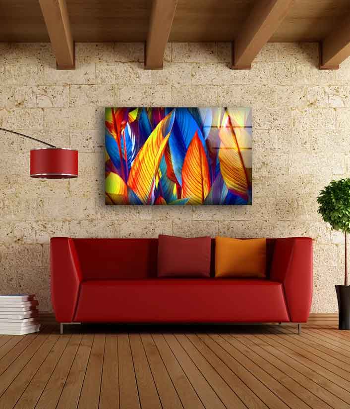 Colorful Leaves Design Acrylic Glass Print Tempered Glass Wall Art 100% Made in Australia Ready to Hang