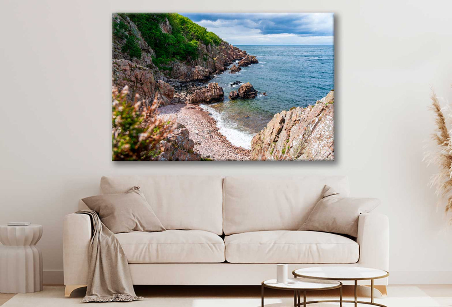 Bella Home Rockys near Beach & Blue Sky View Print Canvas Ready to hang