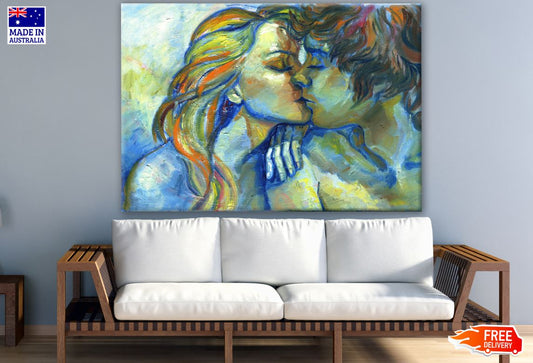 Girl Boy Kissing Painting Print 100% Australian Made