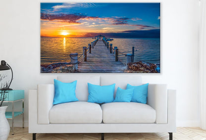 Long Pier Beach sunset scenery Print 100% Australian Made