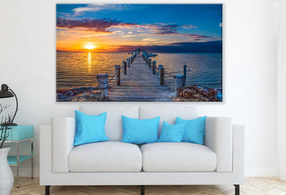 Long Pier Beach sunset scenery Print 100% Australian Made