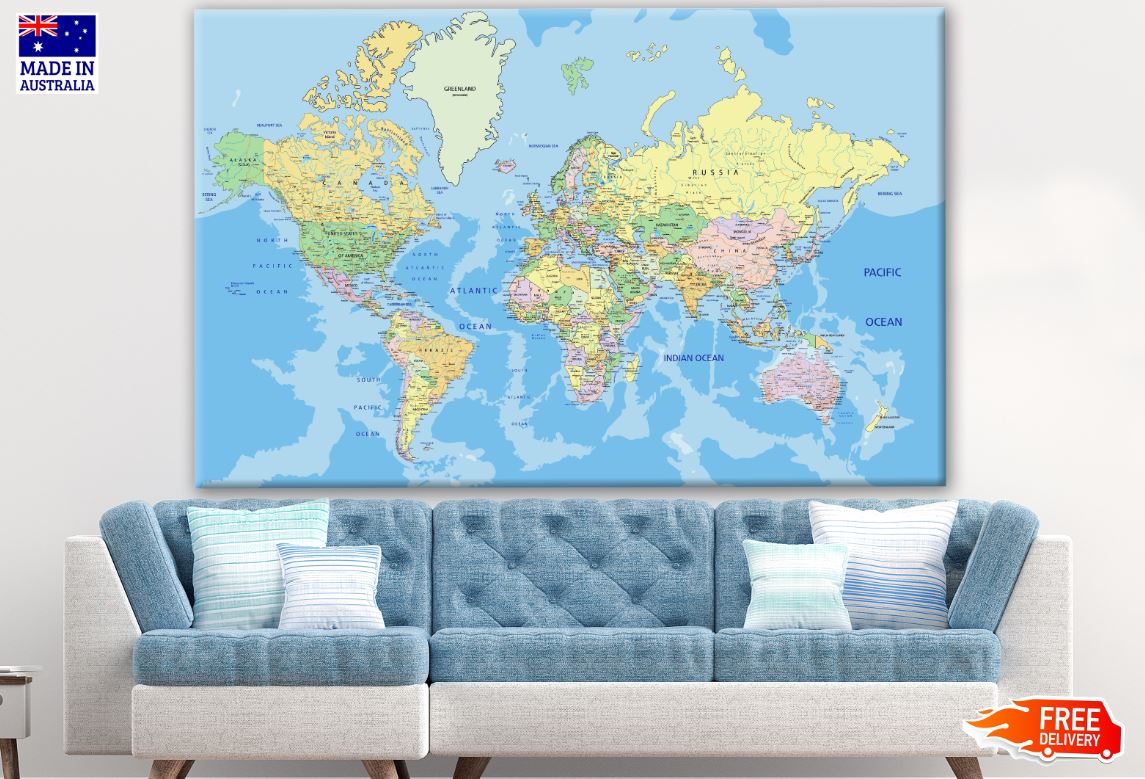 World Map Vector Print 100% Australian Made