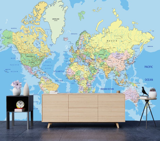 Wallpaper Murals Peel and Stick Removable World Map Vector High Quality