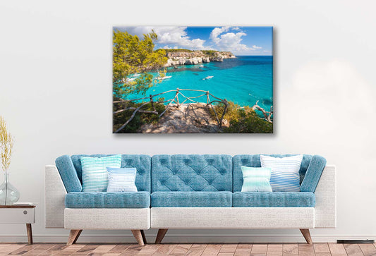 Bella Home Cala Macarella Mediterranean Sea Print Canvas Ready to hang