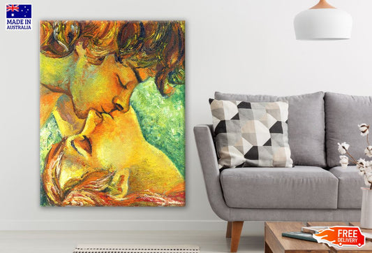 Girl Boy Kissing Painting Print 100% Australian Made