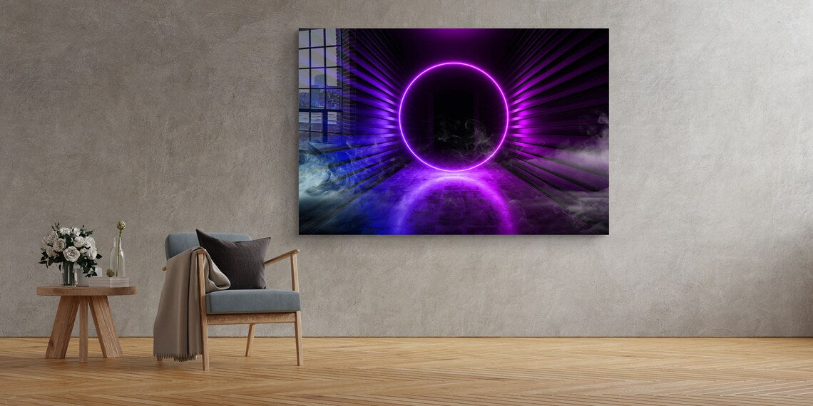 Neon Digital Abstract Print Tempered Glass Wall Art 100% Made in Australia Ready to Hang