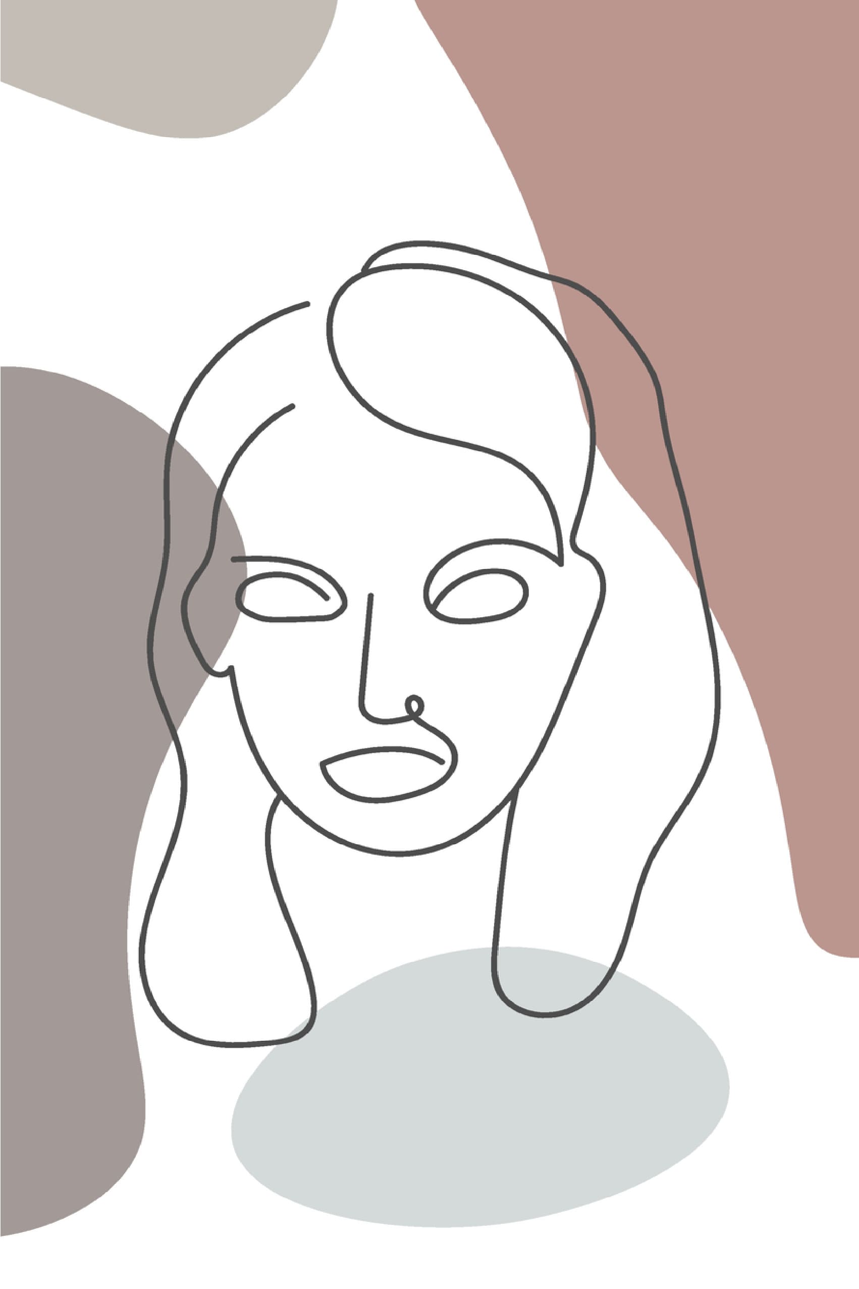 Woman Face & Hair Line Art Design Print 100% Australian Made