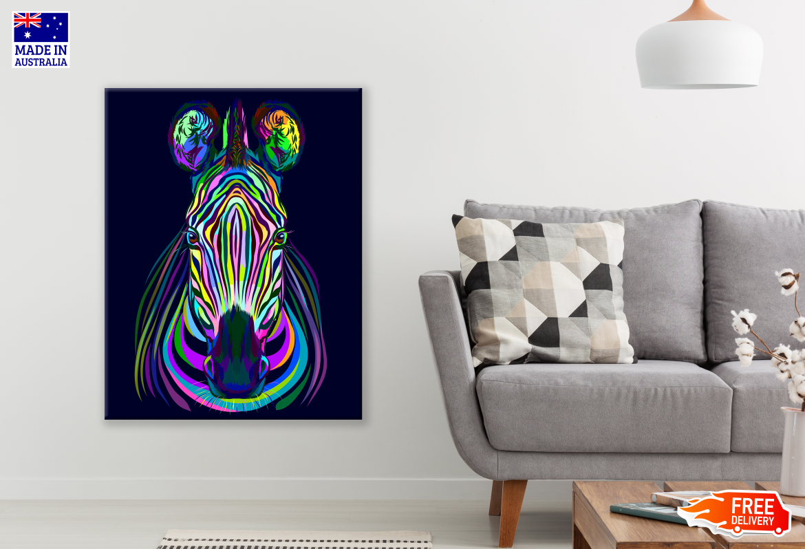 Zebra Multicolour Stripe Painting Print 100% Australian Made