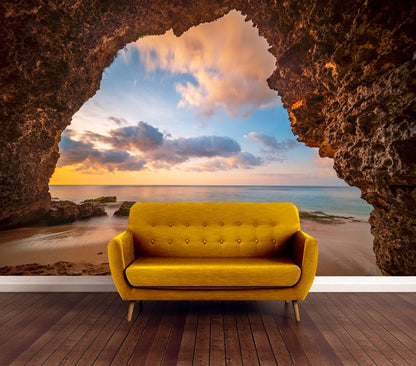 Wallpaper Murals Peel and Stick Removable Beach Cave High Quality