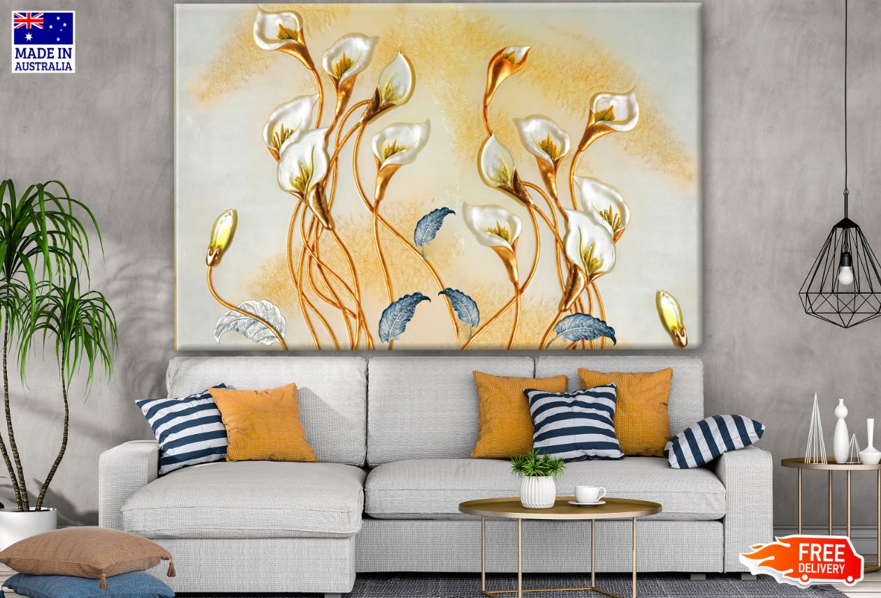 Gold & White Floral Design Print 100% Australian Made