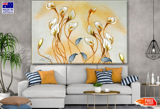 Gold & White Floral Design Print 100% Australian Made