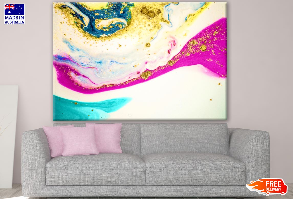 Gold, Pink & Blue Abstract Granite Design Print 100% Australian Made