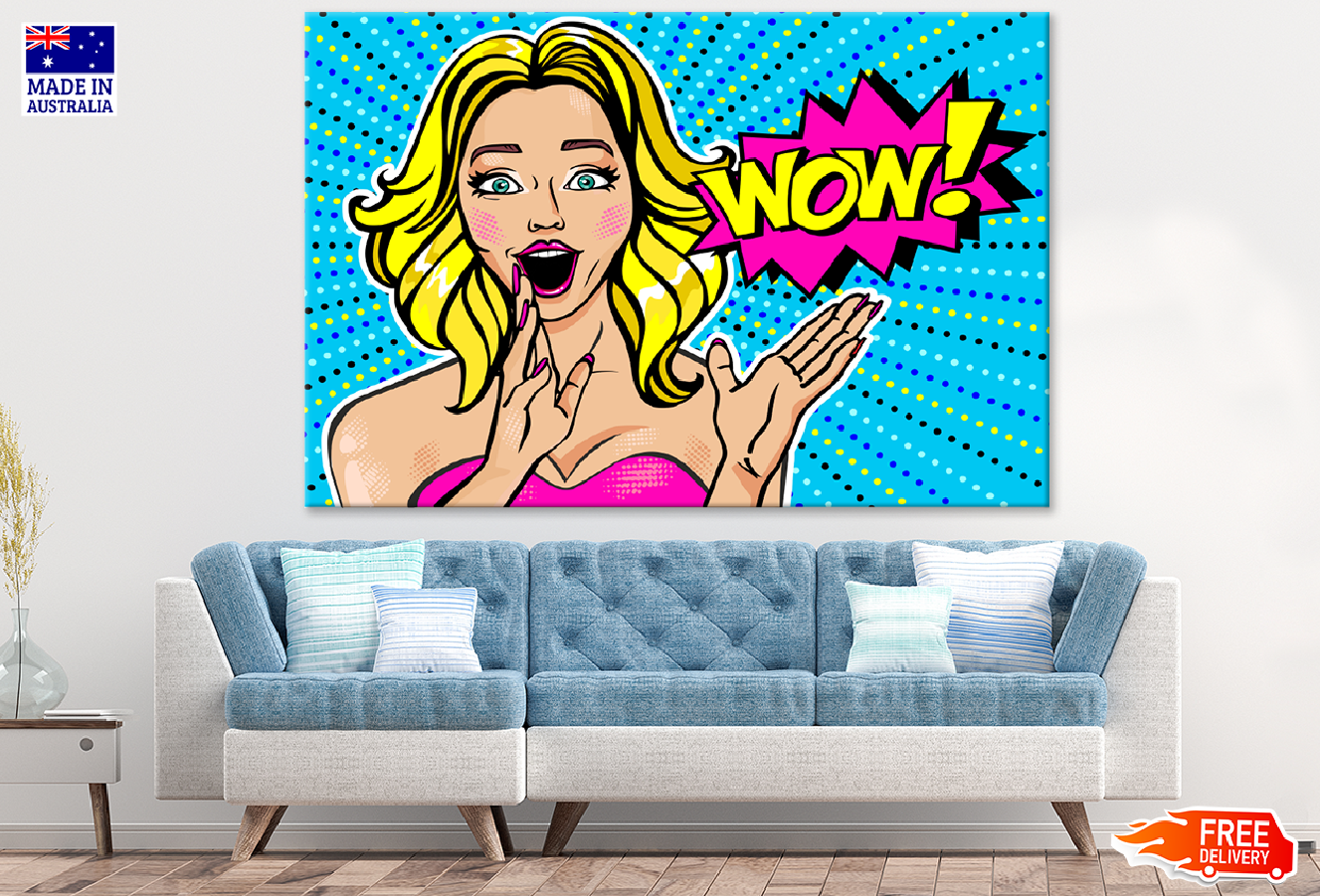 WOW Quote & Surprised Girl Illustration Print 100% Australian Made