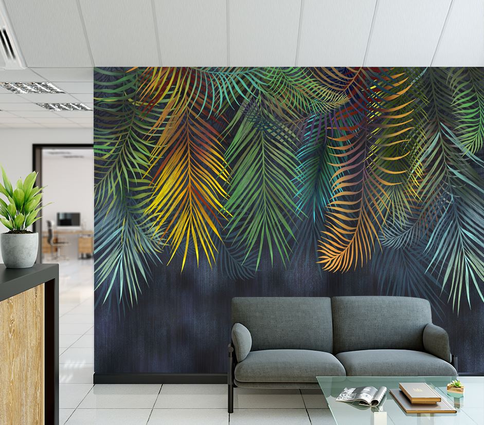 Wallpaper Murals Peel and Stick Removable Colourful Palm Leaves Design High Quality