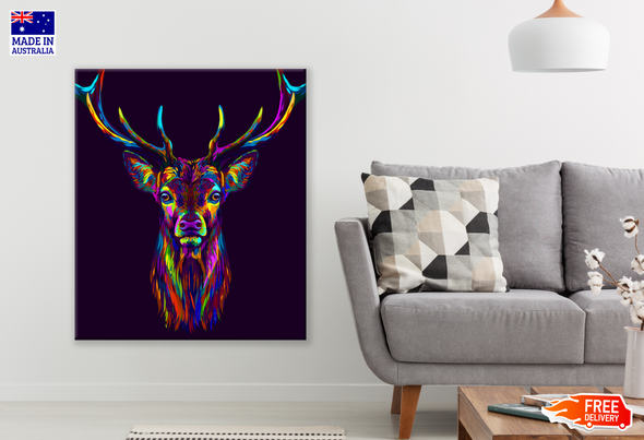 Multi-colour Deer Portrait Neon Print 100% Australian Made