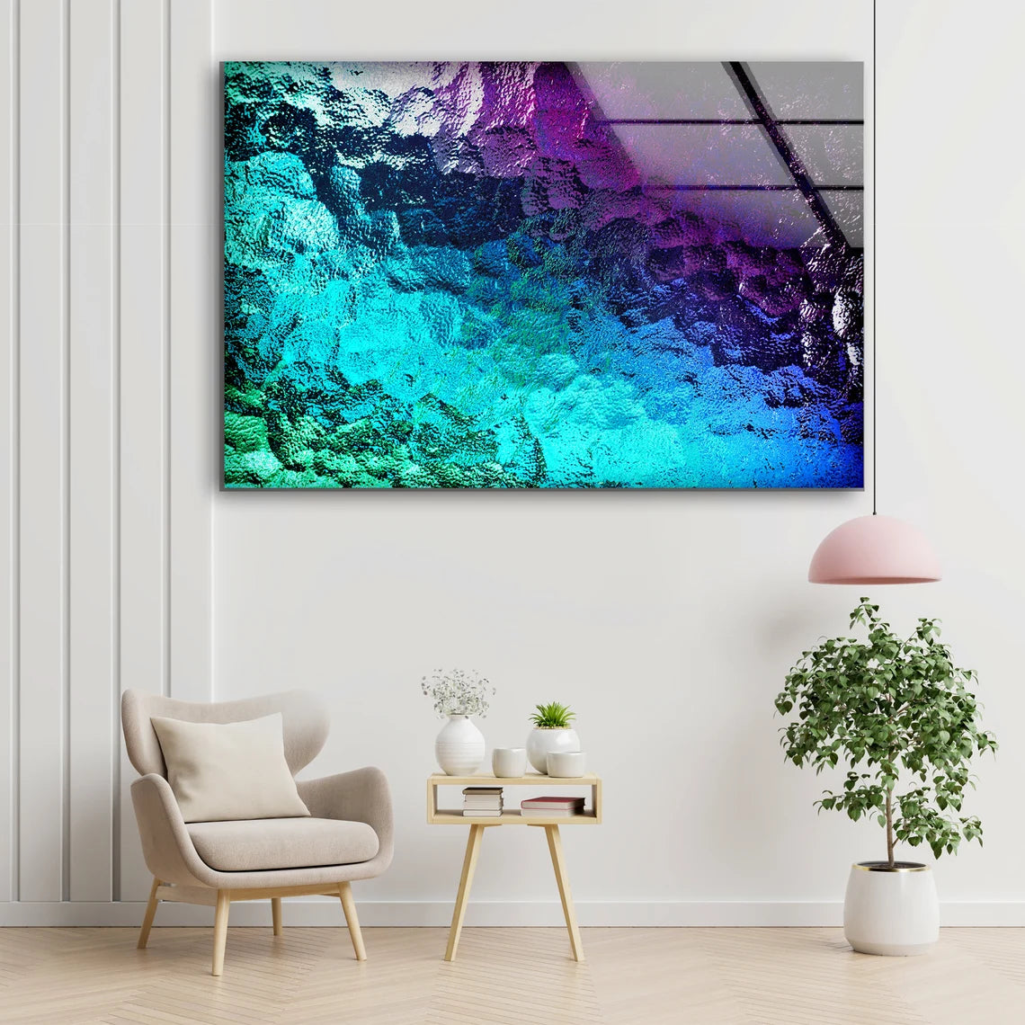 Green Blue & Purple Abstract Design Acrylic Glass Print Tempered Glass Wall Art 100% Made in Australia Ready to Hang