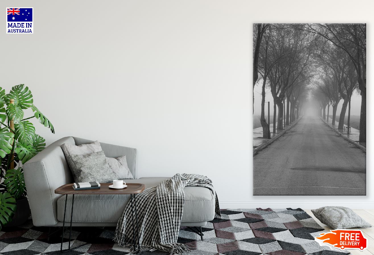 Road Covered With Trees B&W Photograph Print 100% Australian Made