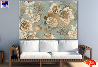 Blue & Gold Floral Design Print 100% Australian Made