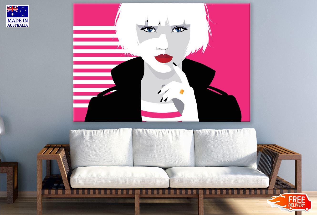 Short Hair Woman in Style Illustration Print 100% Australian Made