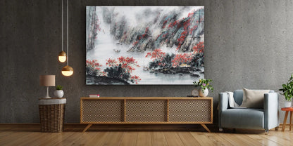 Japanese Style Painting Print Tempered Glass Wall Art 100% Made in Australia Ready to Hang