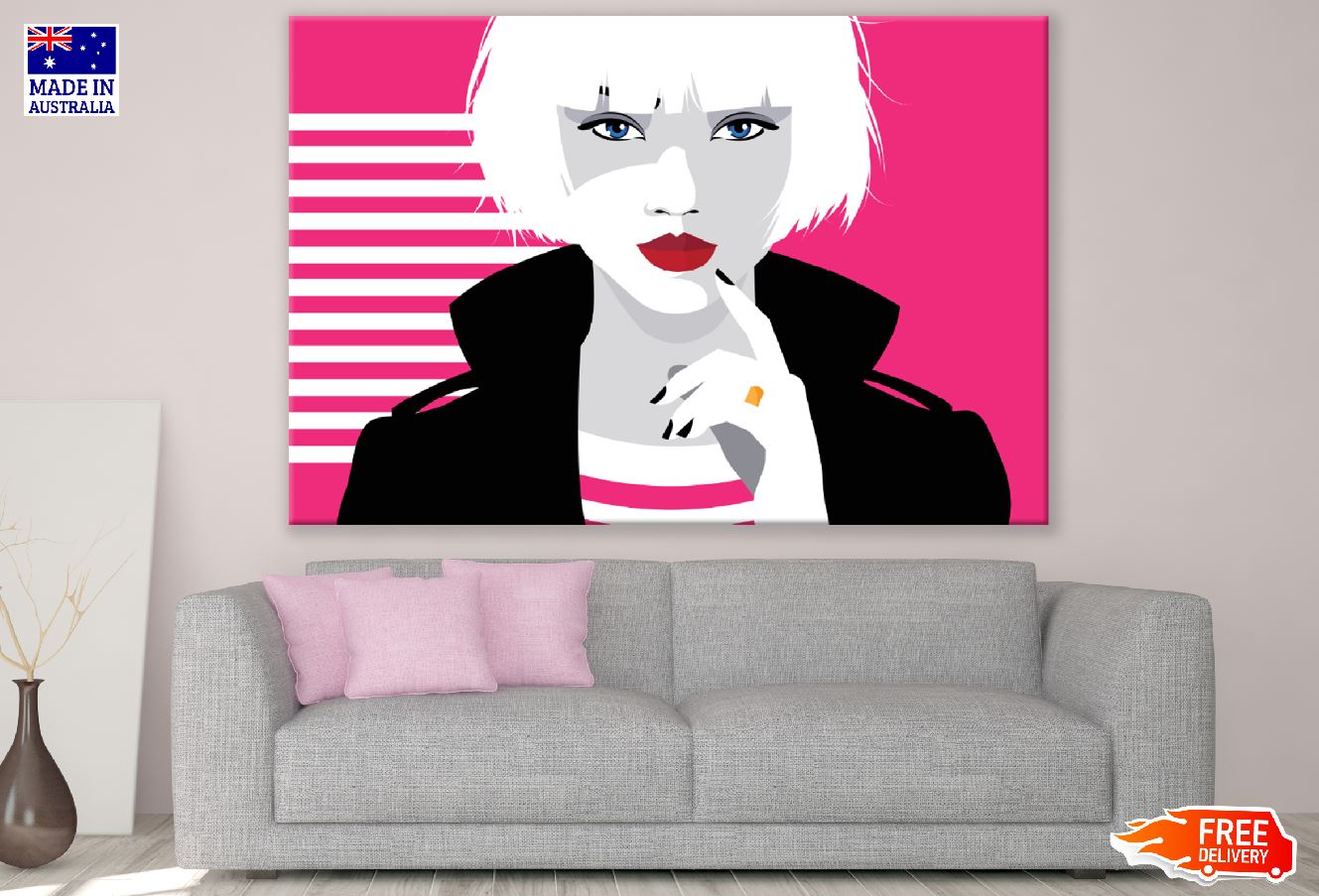 Short Hair Woman in Style Illustration Print 100% Australian Made