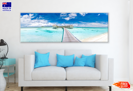Panoramic Canvas Stunning Beach Wooden Pier High Quality 100% Australian made wall Canvas Print ready to hang