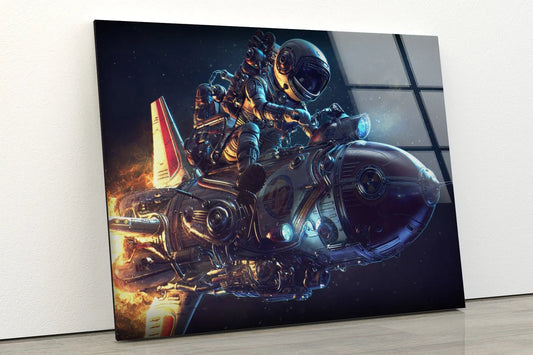 Astronaut with Rocket 3D Design Acrylic Glass Print Tempered Glass Wall Art 100% Made in Australia Ready to Hang