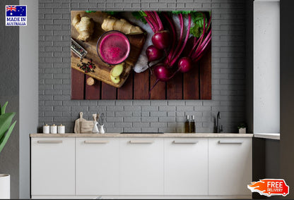 Beetroot With Beetroot Juice Glass Closeup Photograph Print 100% Australian Made