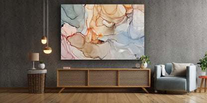 Marble Effect Abstract Print Tempered Glass Wall Art 100% Made in Australia Ready to Hang