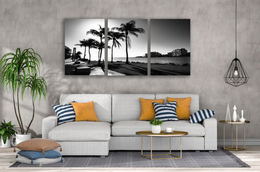3 Set of B&W Sea Scenery High Quality Print 100% Australian Made Wall Canvas Ready to Hang
