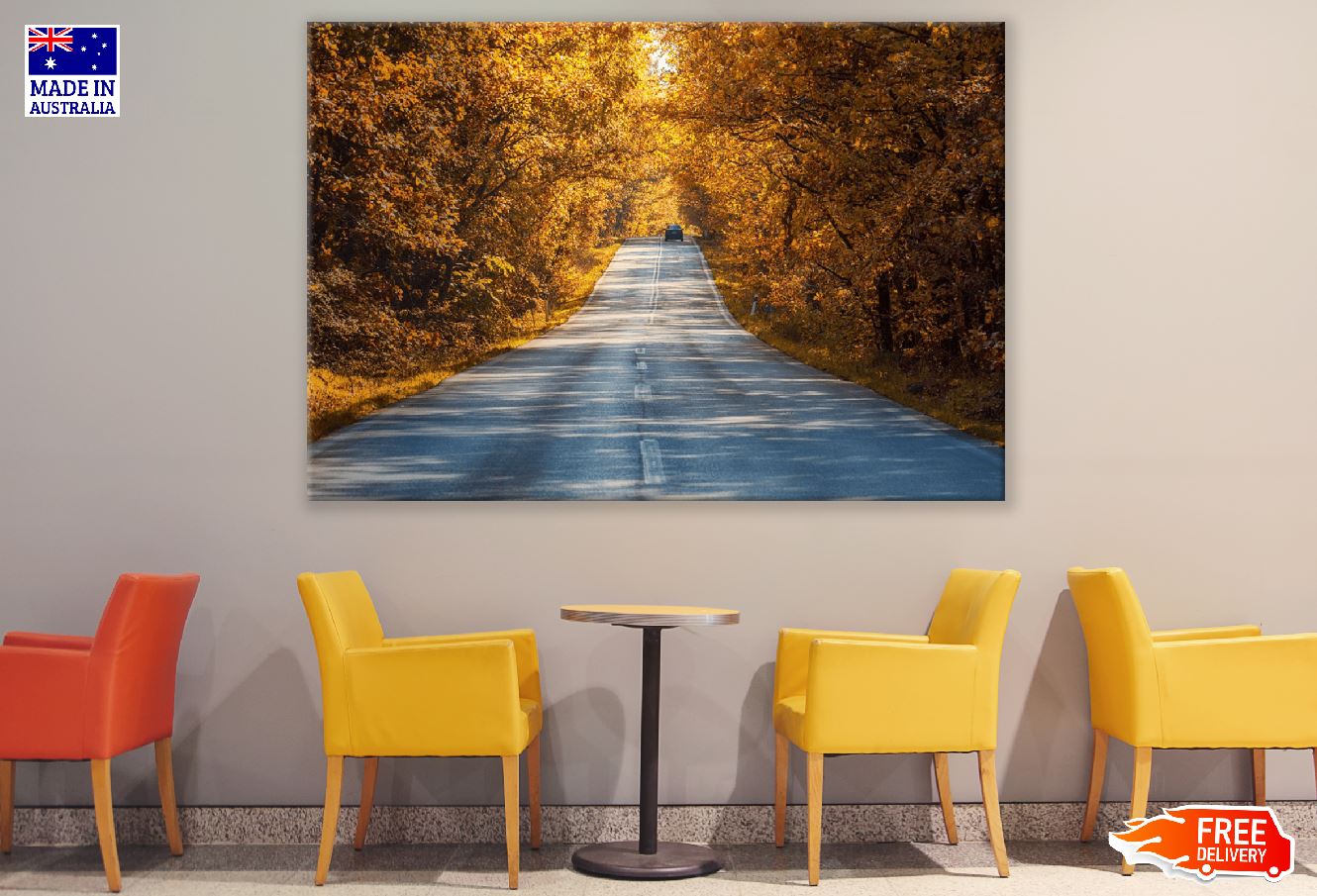 Road Covered Autumn Trees Photograph Print 100% Australian Made