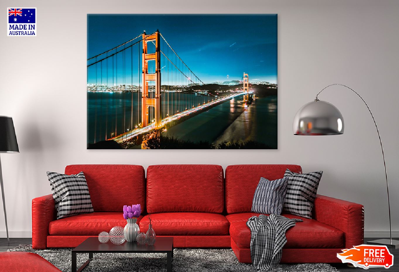 Golden Gate Bridge at Night View Photograph Print 100% Australian Made